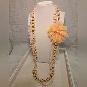 Cream & Wood Necklaces Set